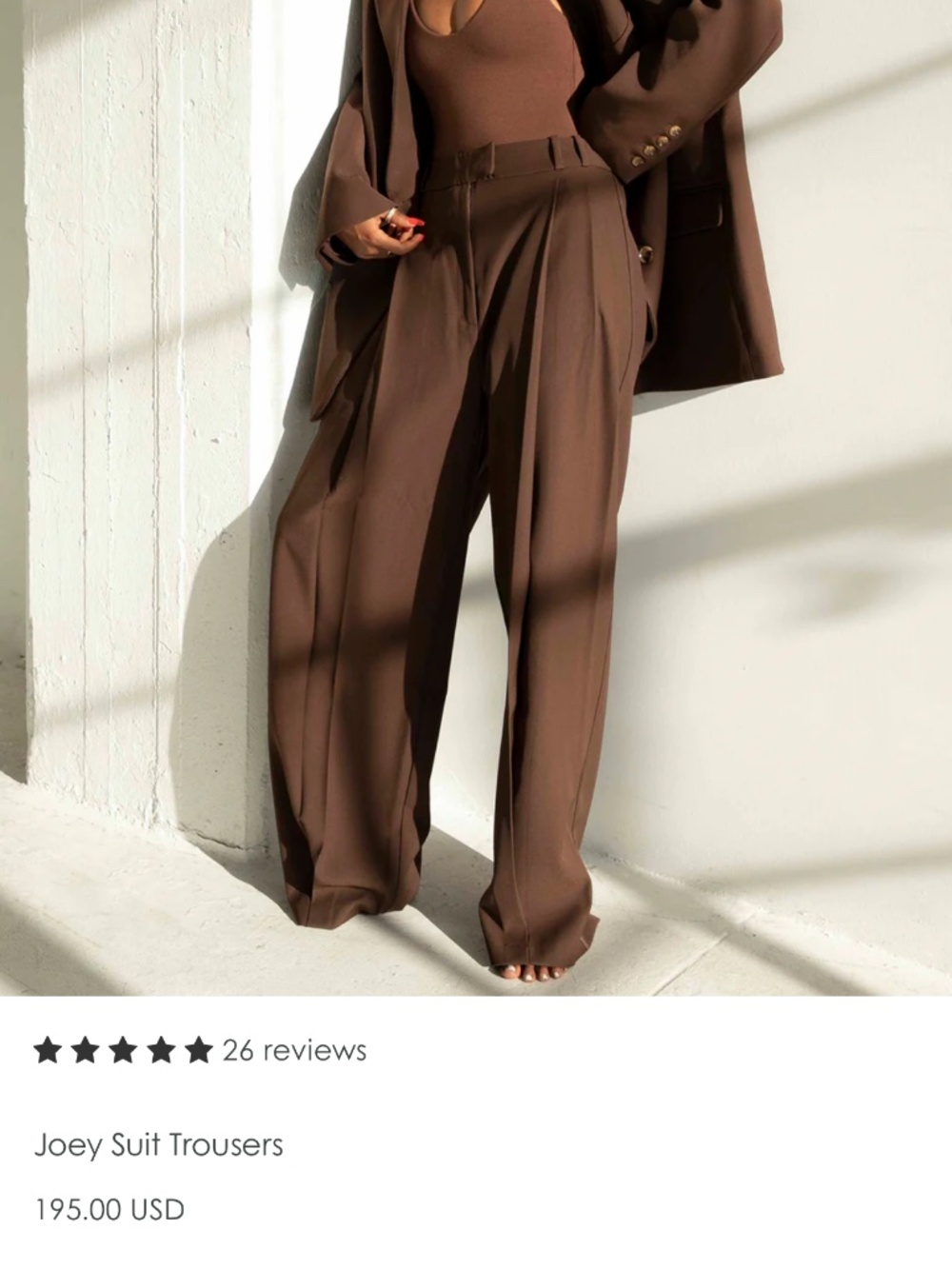 Re ona Joey Suit Trousers in Macadamia | NWOT High-Waisted Wide Leg Pants